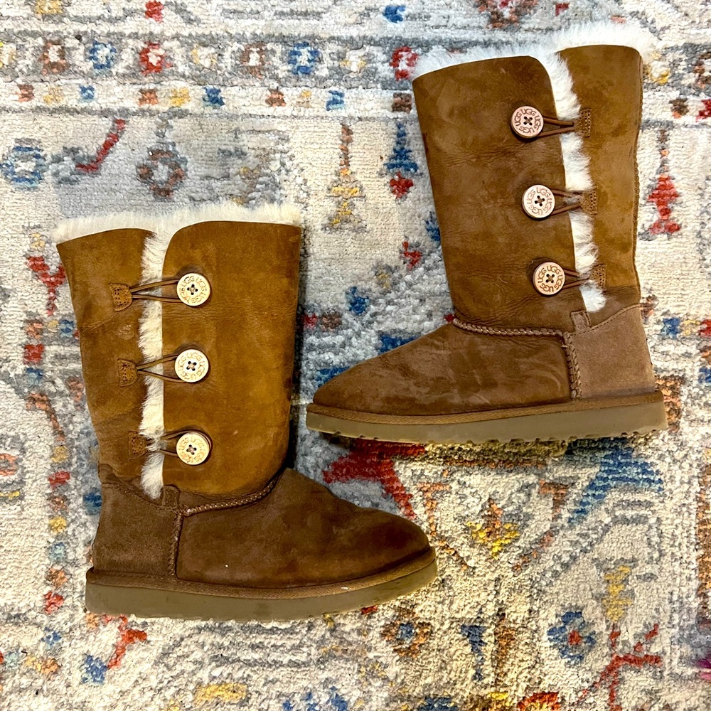 GIRLS AUSTRALIA UGG FURR BUTTON WINTER BOOTS